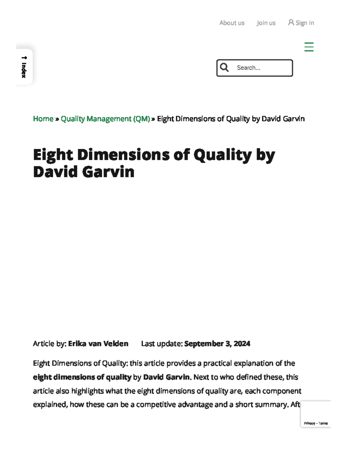 Eight Dimensions of Quality by David Garvin - Toolshero - About us Join ...