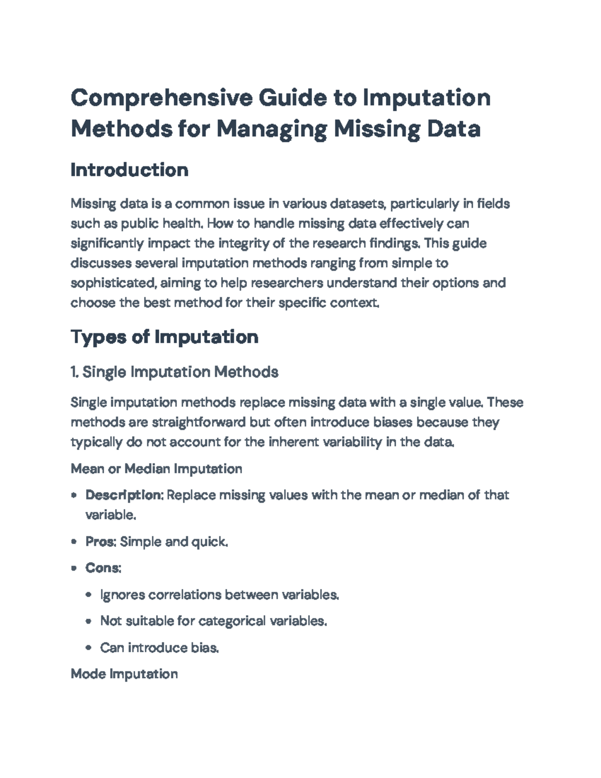 Comprehensive Guide to Imputation Techniques for Missing Data ...