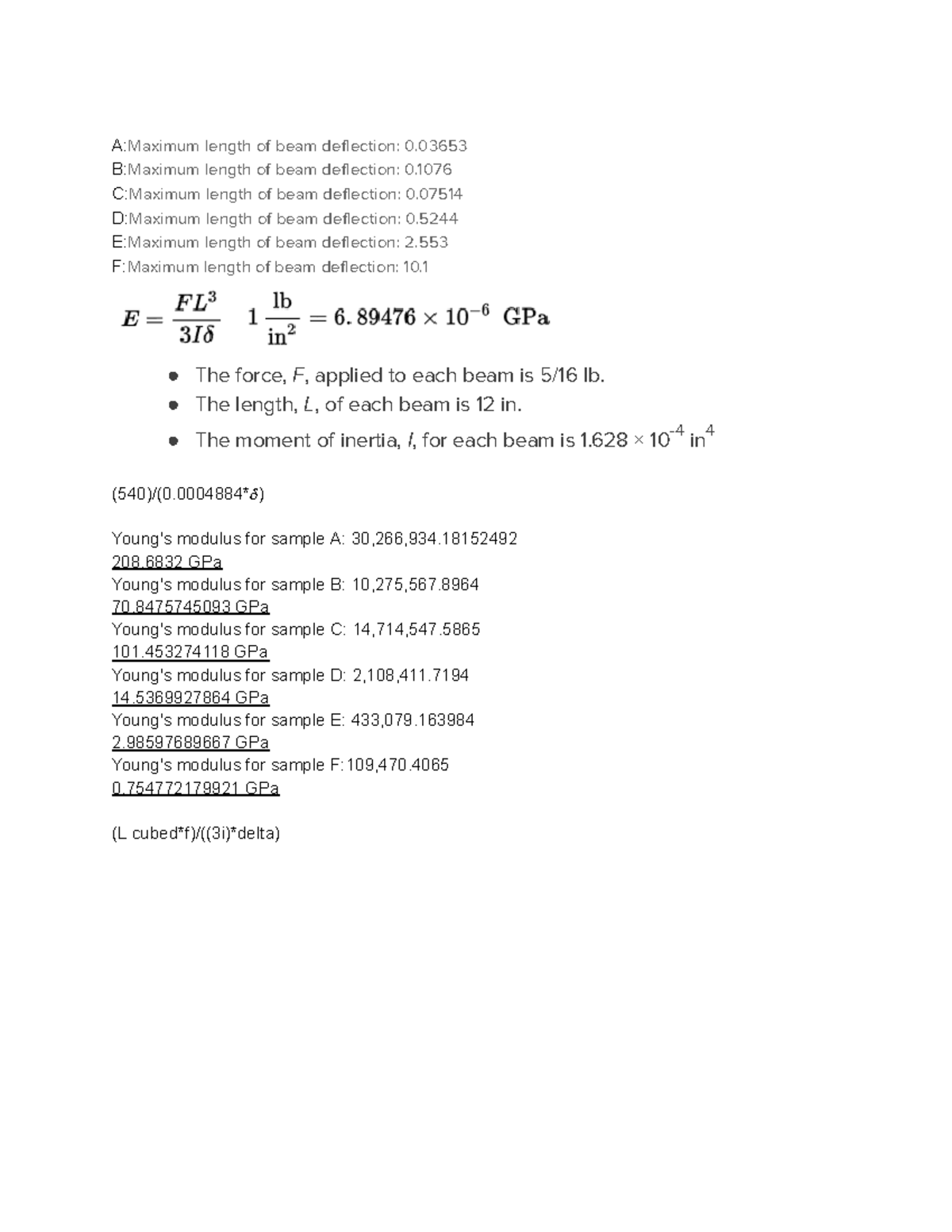 Elasticity and Beam Deflection Analysis: ENGR 101 Insights - Studocu