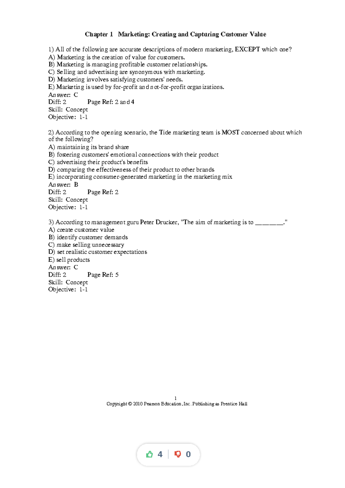 MRKT Ch1 Tetbank - testbank - 1 Copyright © 2010 Pearson Education, I ...