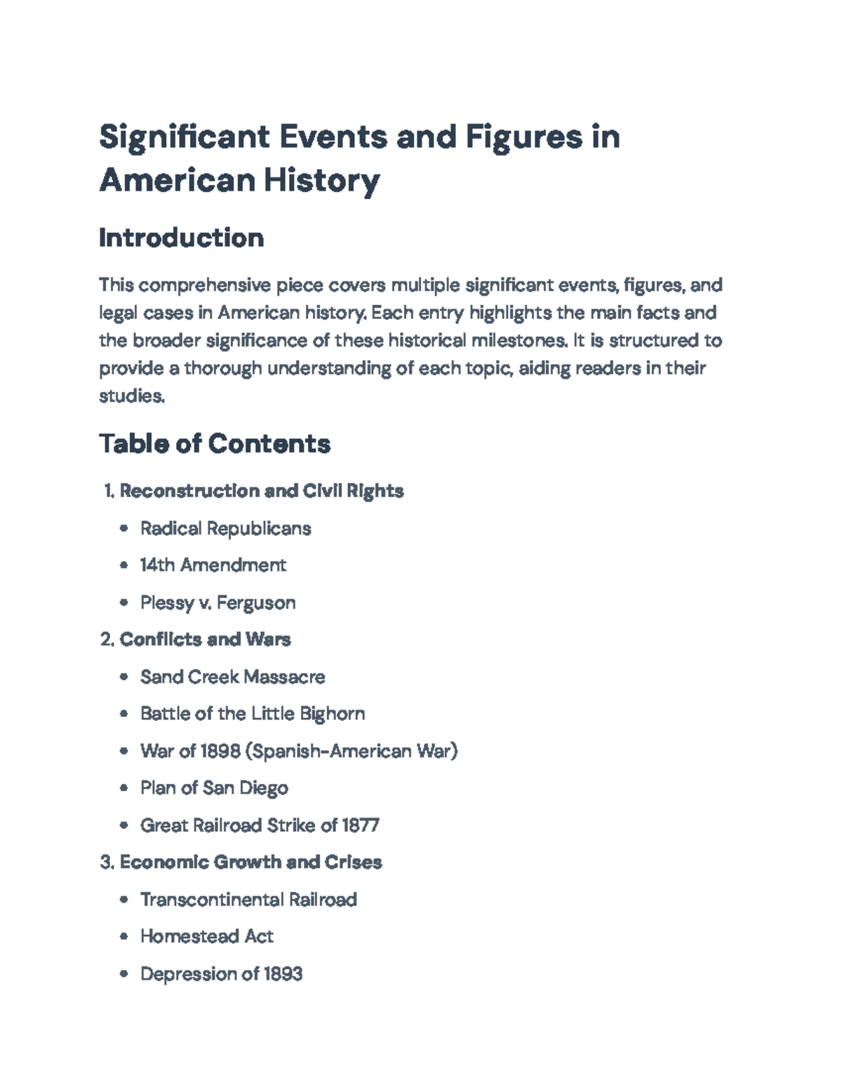 Significant Events and Figures in American History: A Detailed Study ...