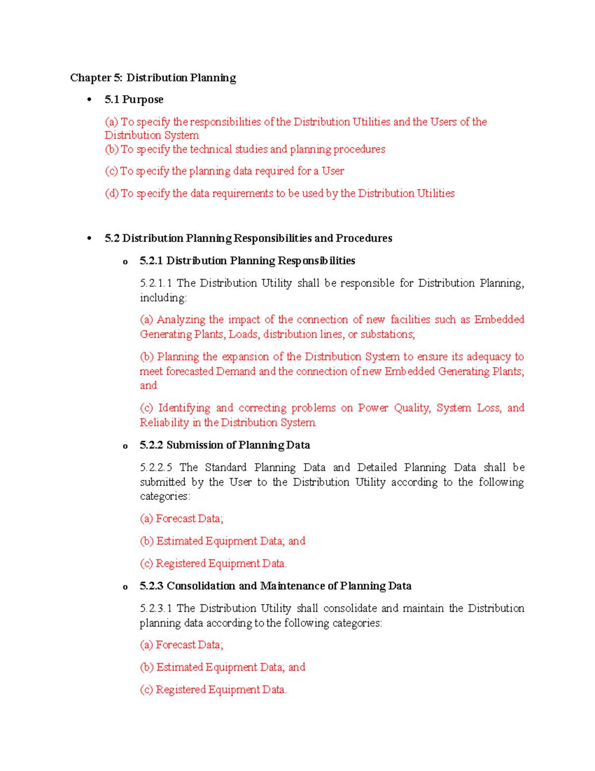Reviewer for EE Laws - Chapter 5: Distribution Planning 5 Purpose (a ...
