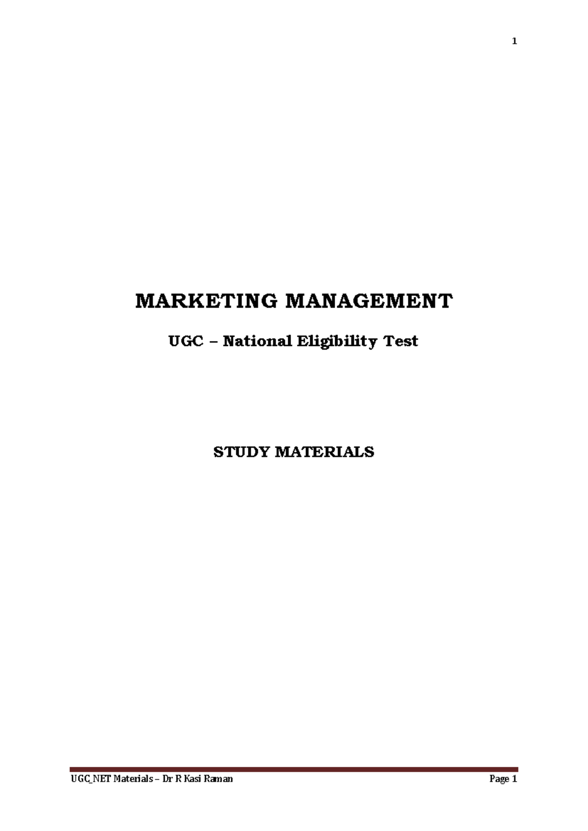 UGC_NET Marketing Management Study Materials: Key Concepts and ...