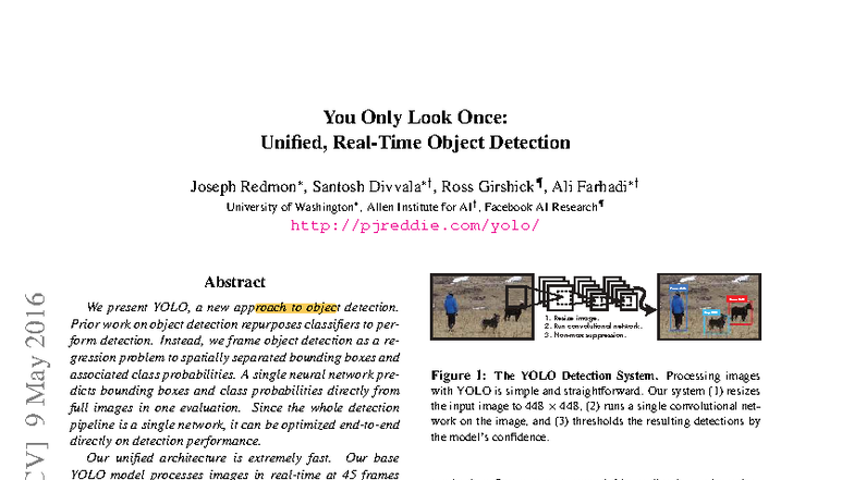 YOLO-Paper - Paper - You Only Look Once: Unified, Real-Time Object ...