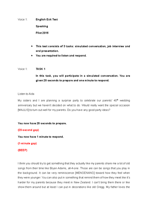 [Solved] Hi can you give example of EET699 speaking test question and ...