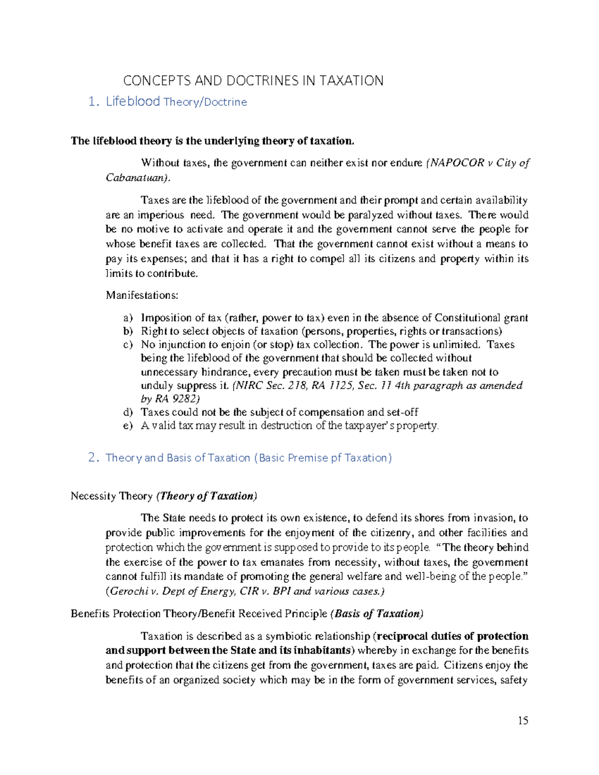 Taxation Concepts and Doctrines - Basic Principles Part 4 - Studocu