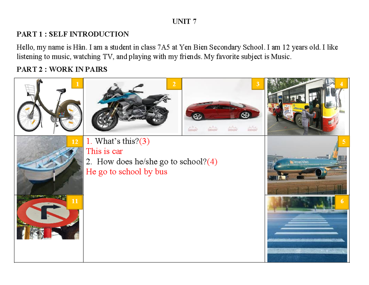 UNIT 7: SELF INTRODUCTION & PAIR WORK ACTIVITIES - Studocu