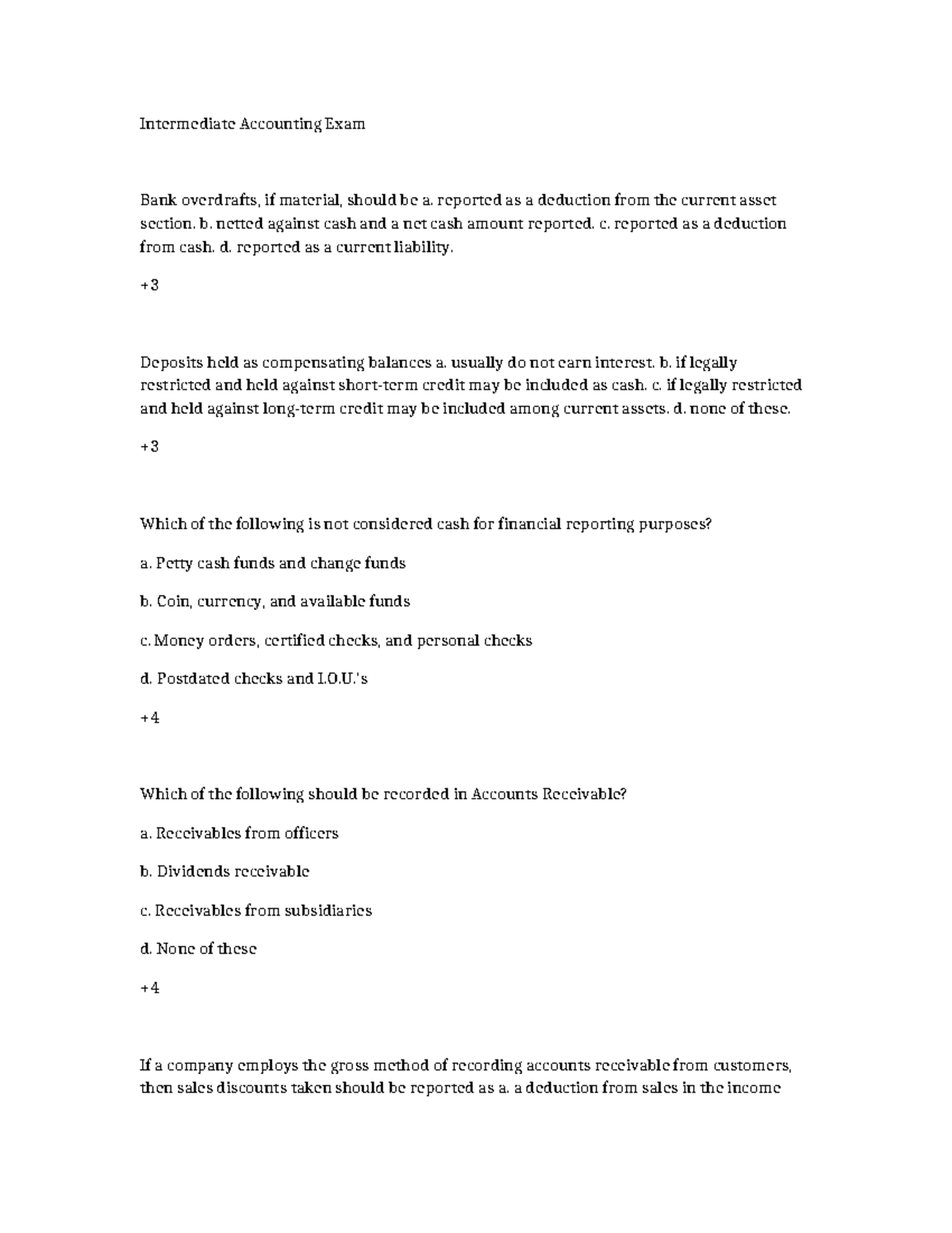 Intermediate Accounting 1 - Sample Exam Questions and Answers - Studocu