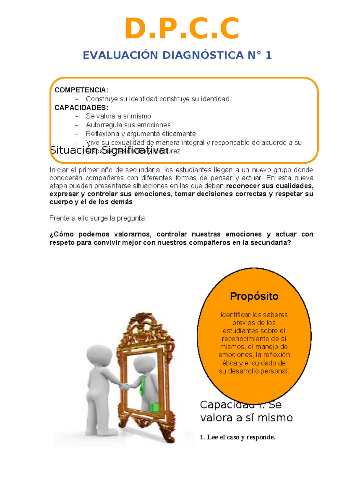 DPCC - Evaluación Diagnóstica 1 y 2: Construcción de Identidad y ...