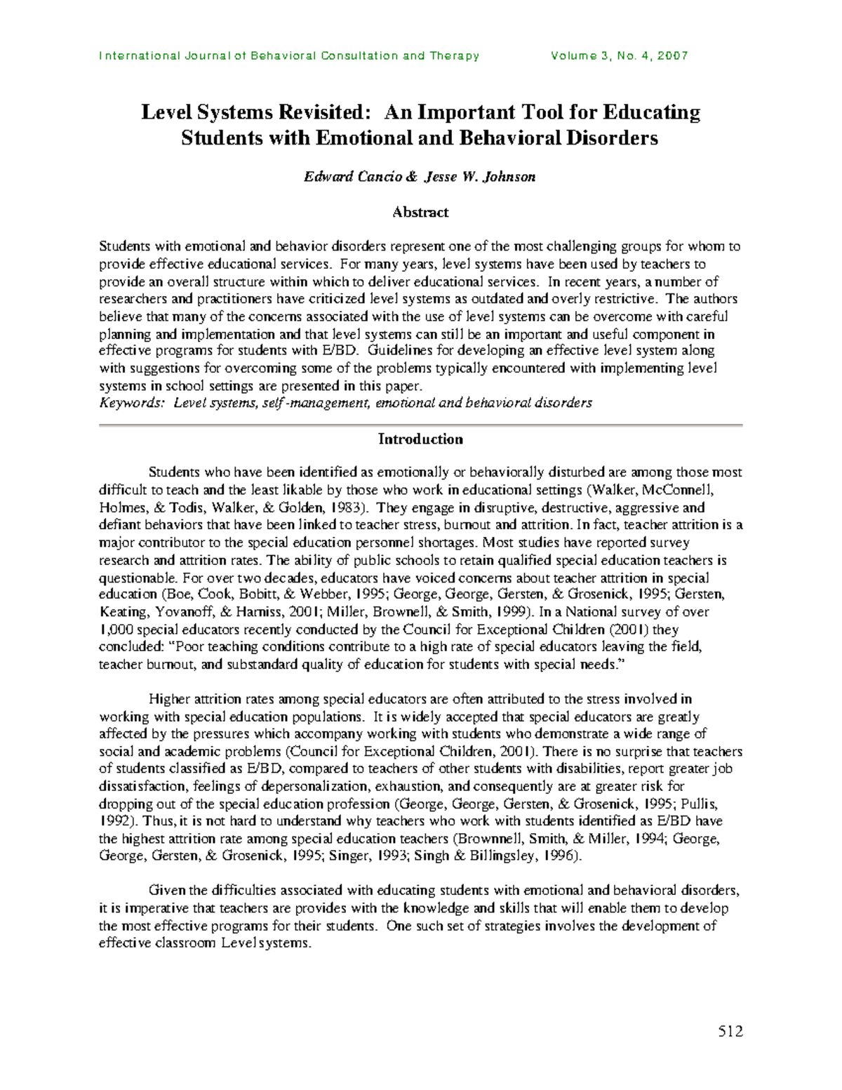 Developing Effective Level Systems for E/BD Students in Education - Studocu