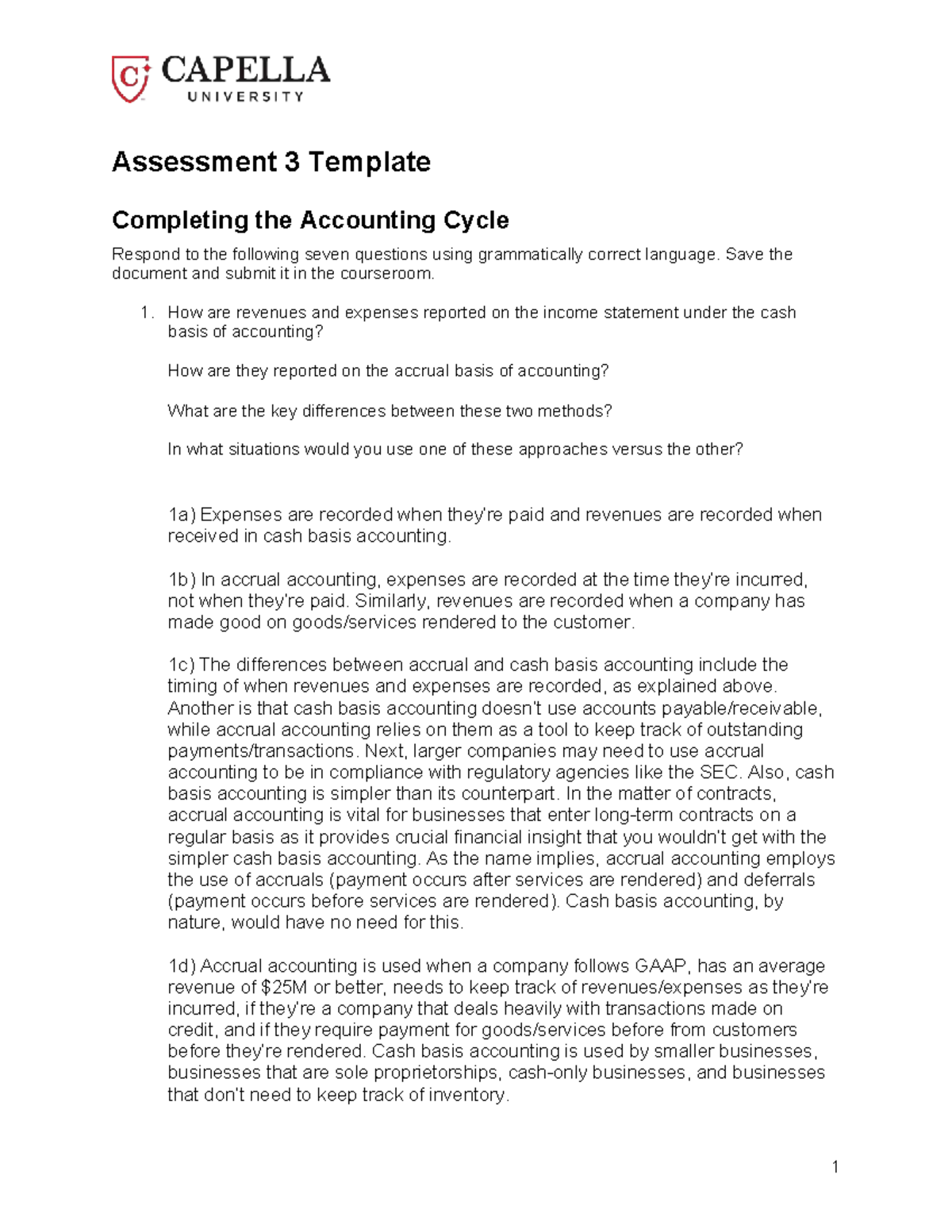 BUS-FPX 2061 Assessment 3: Completing the Accounting Cycle Guide - Studocu