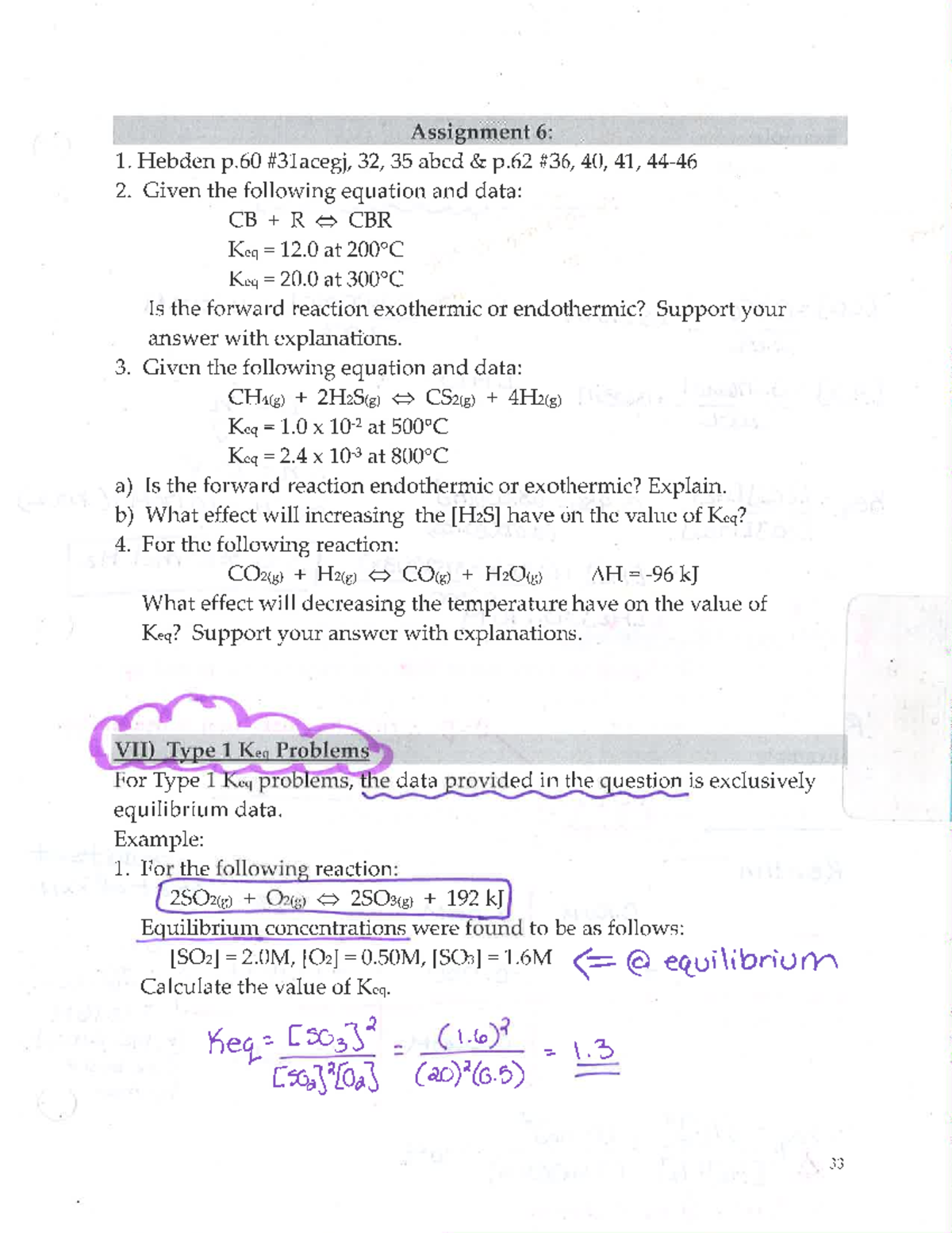 Vii type 1 2 keq problems - Assignment 6: 1. Hebden p 32, 35 abcd p 40 ...