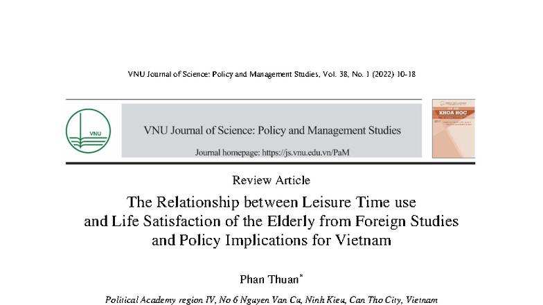 VNU Journal of Science: Policy and Management Studies, Vol. 38, No. 1 ...