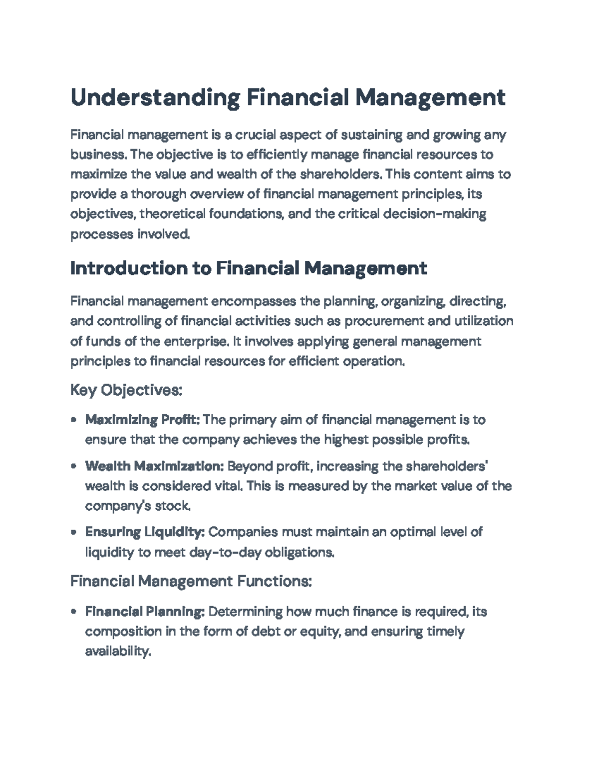 Understanding Financial Management: Principles and Practices ...