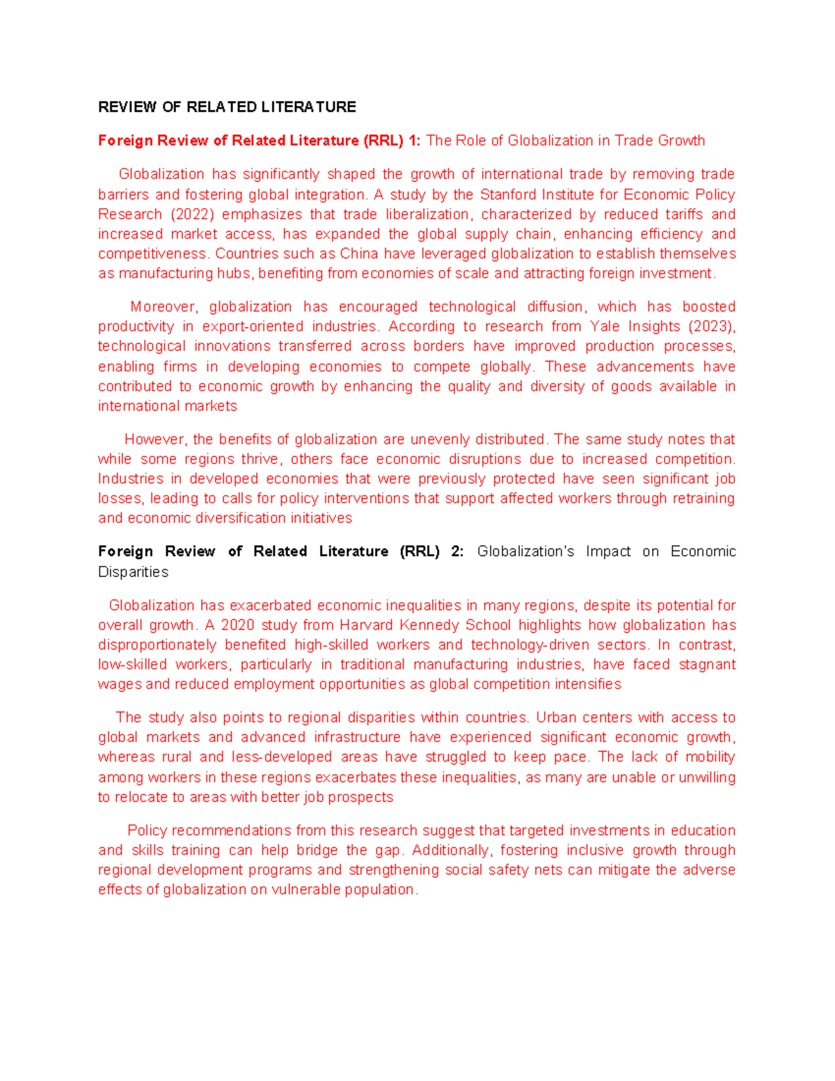 Chapter 2 - Globalization's Impact on Trade and Economic Growth - Studocu