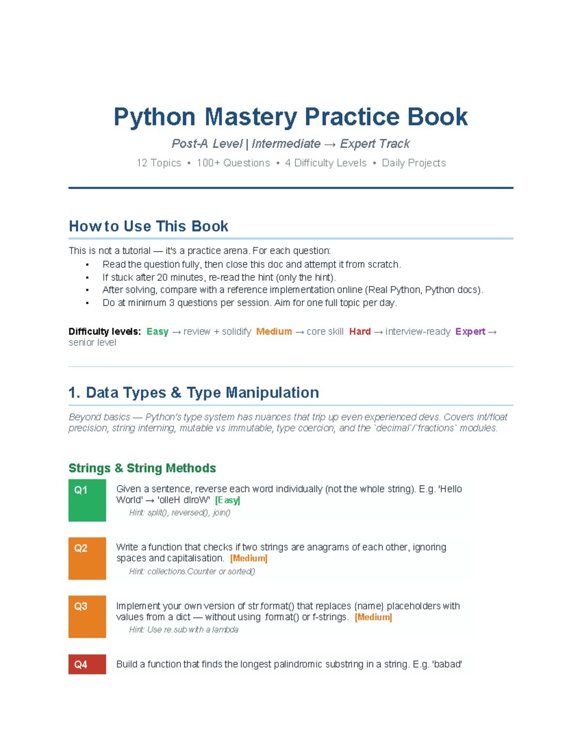 Python Practice Book: Mastering Intermediate to Expert Skills - Studocu