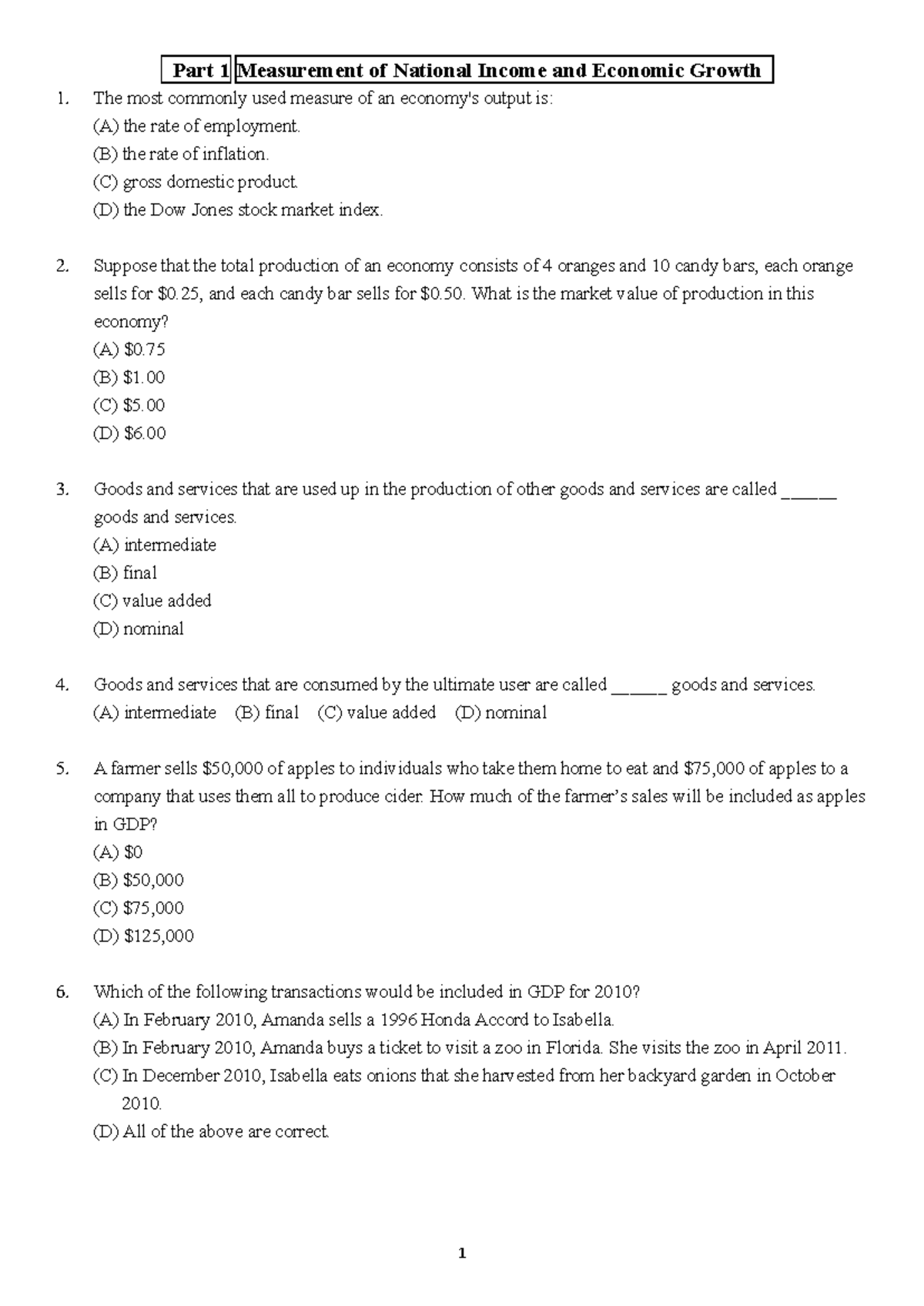 Measurement of National Income and Economic Growth: Ch 1-3 Notes - Studocu