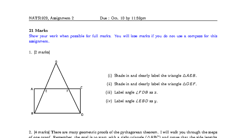NATS1920, Assignment 2: Geometric Proofs & Theorems Guide - Studocu
