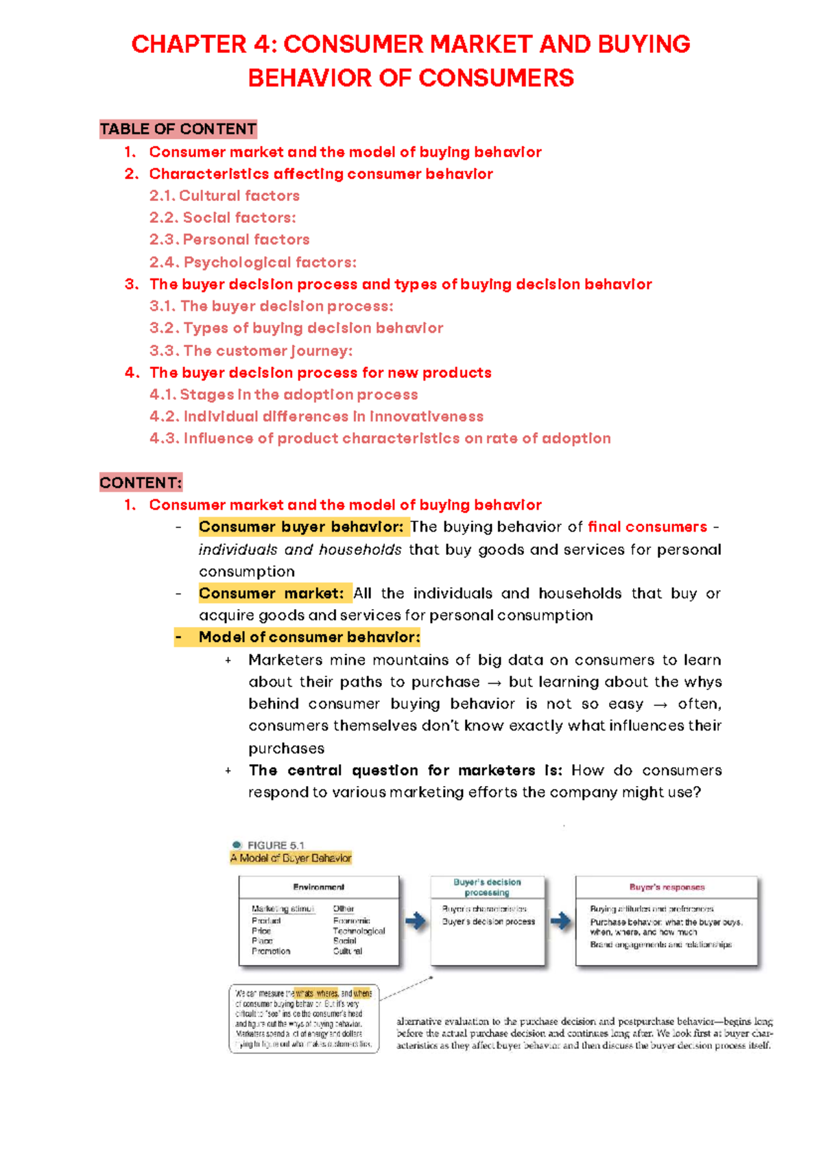 CHAPTER 4: CONSUMER MARKET & BUYING BEHAVIOR ANALYSIS - Studocu