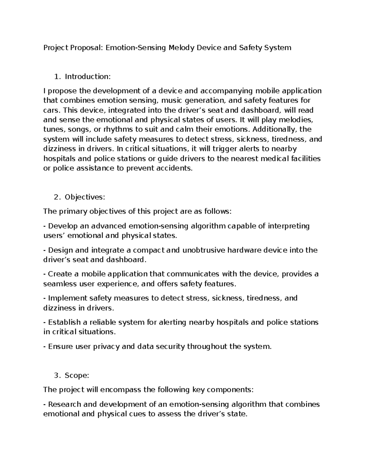 Project Proposal New - Project Proposal: Emotion-Sensing Melody Device ...