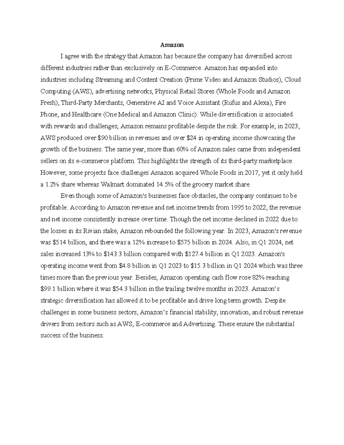Amazon's Strategic Diversification: A Case Study Summary - Studocu