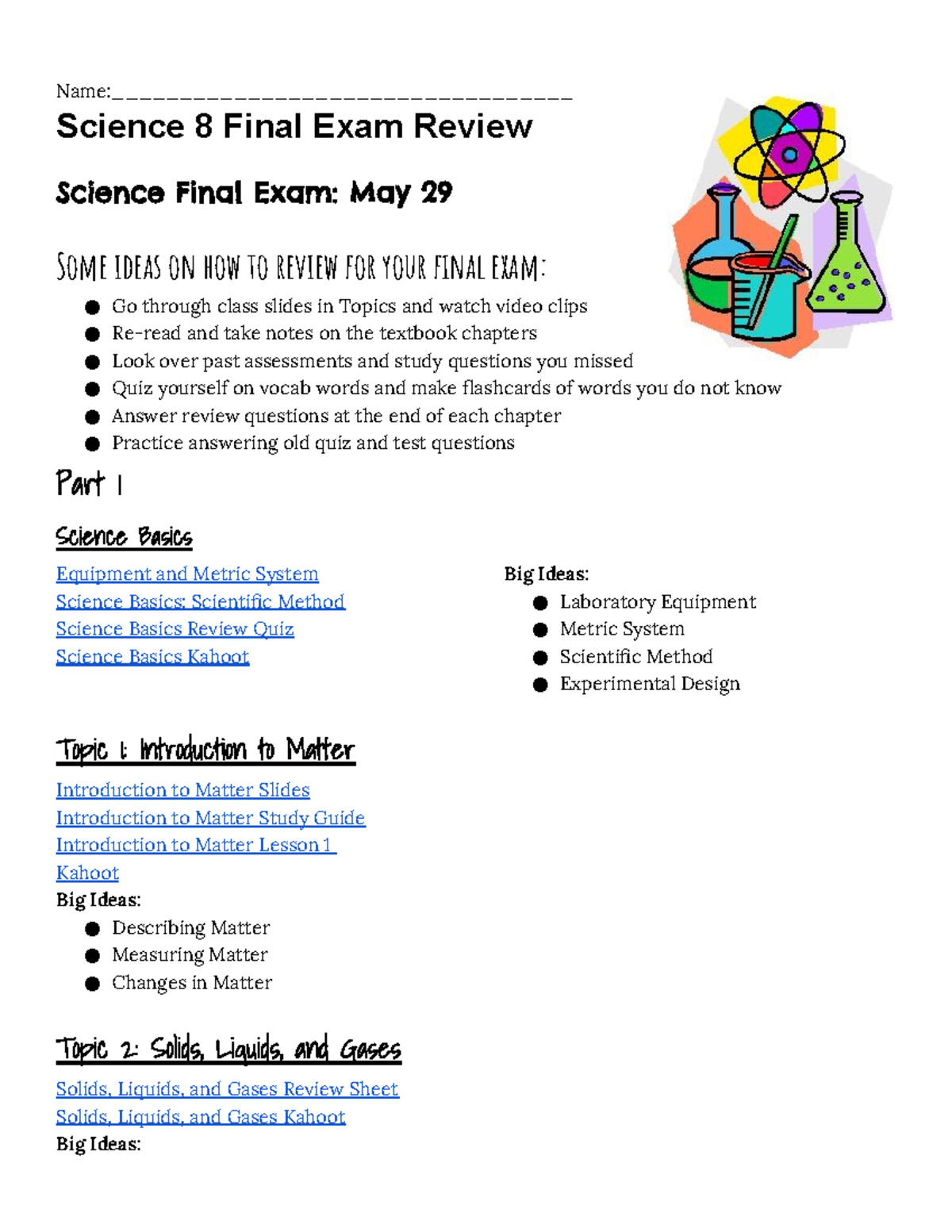 Science 8 Final Exam Review Guide: Key Topics & Study Tips - Studocu