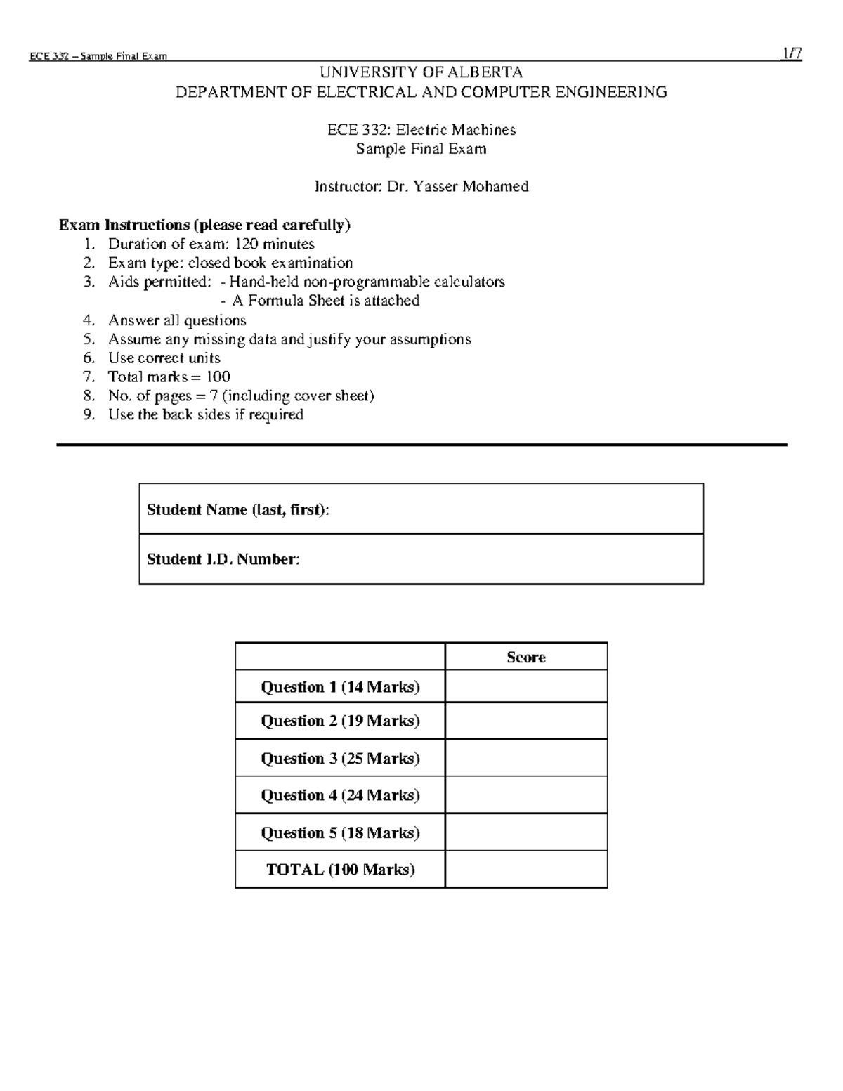 ECE332 Final Exam Sample with Detailed Solutions - Studocu