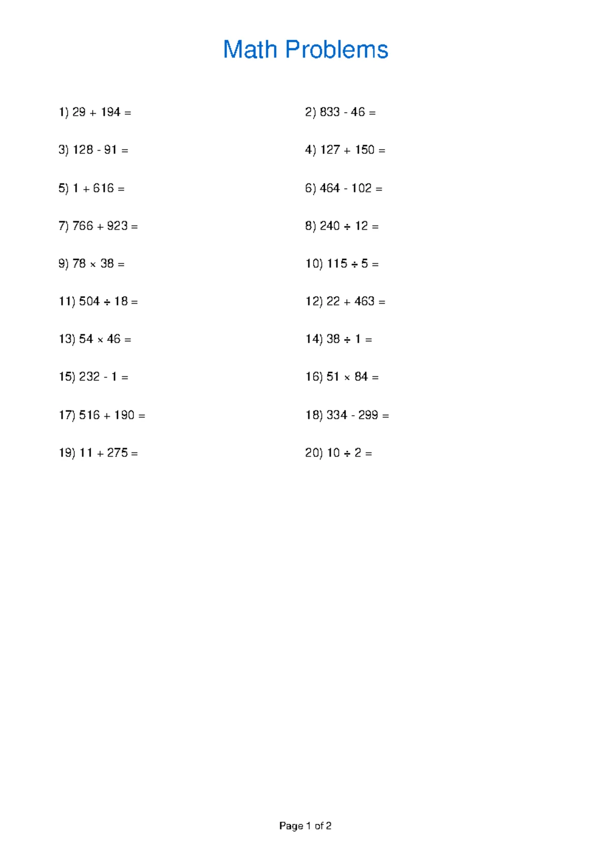 Math Problems for Course Y3K2WZXL9M: Practice & Lecture Notes - Studocu