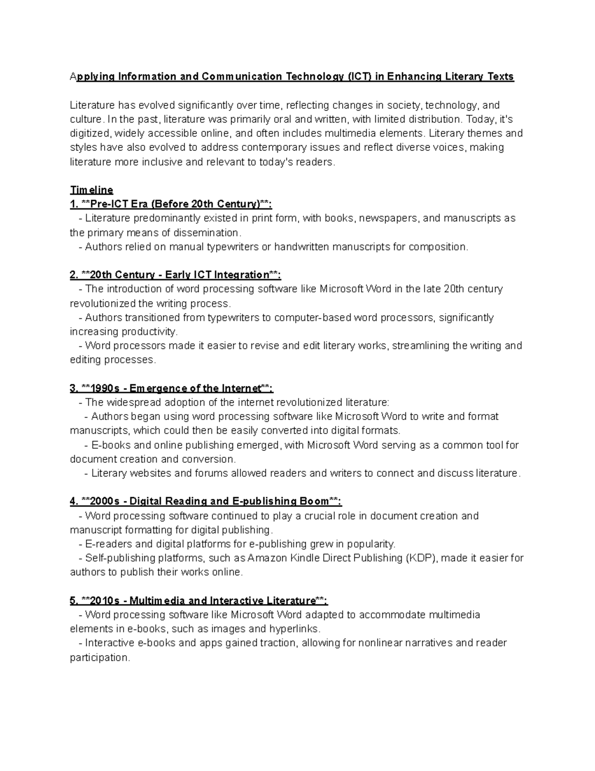 ICT in Enhancing Literary Texts: Evolution and Impact on Literature ...