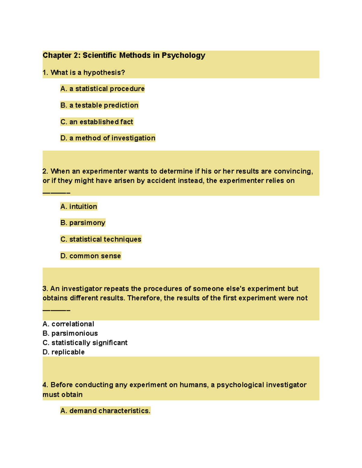 Psychology 101: Study Questions & Answers for Chapter 2 Exam - Studocu