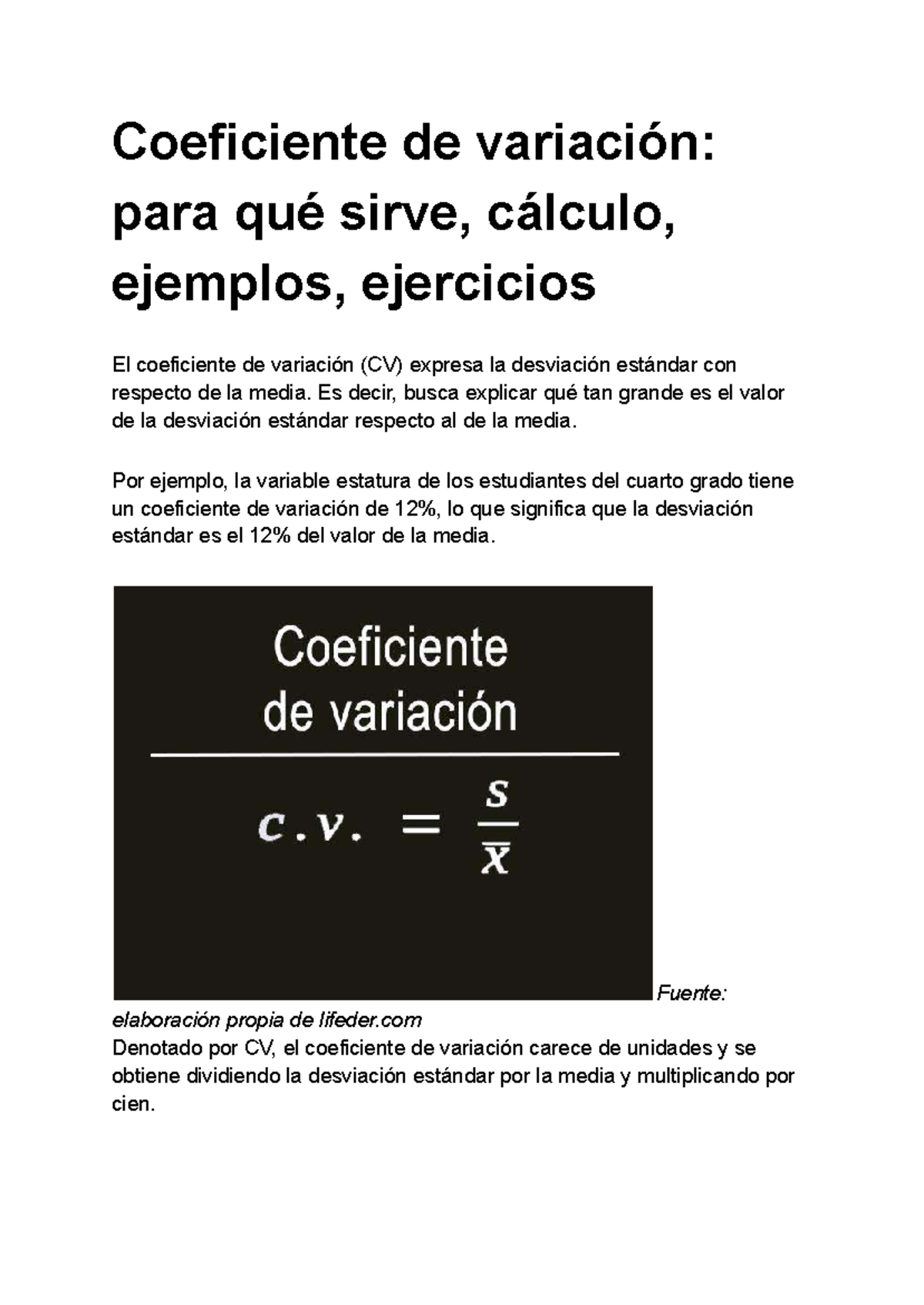 Coeficiente de Variación: Cálculo y Ejemplos Prácticos - Studocu