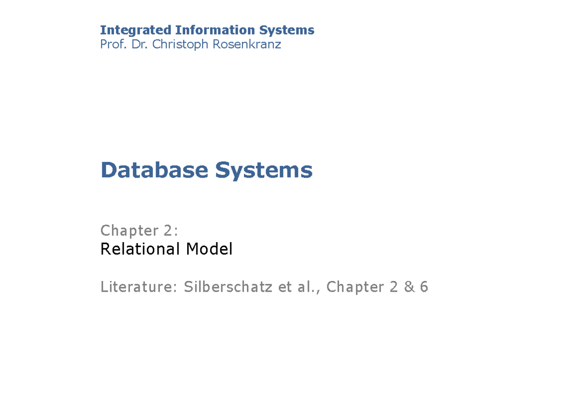 DBS Chapter 2: Understanding the Relational Model and Keys - Studocu
