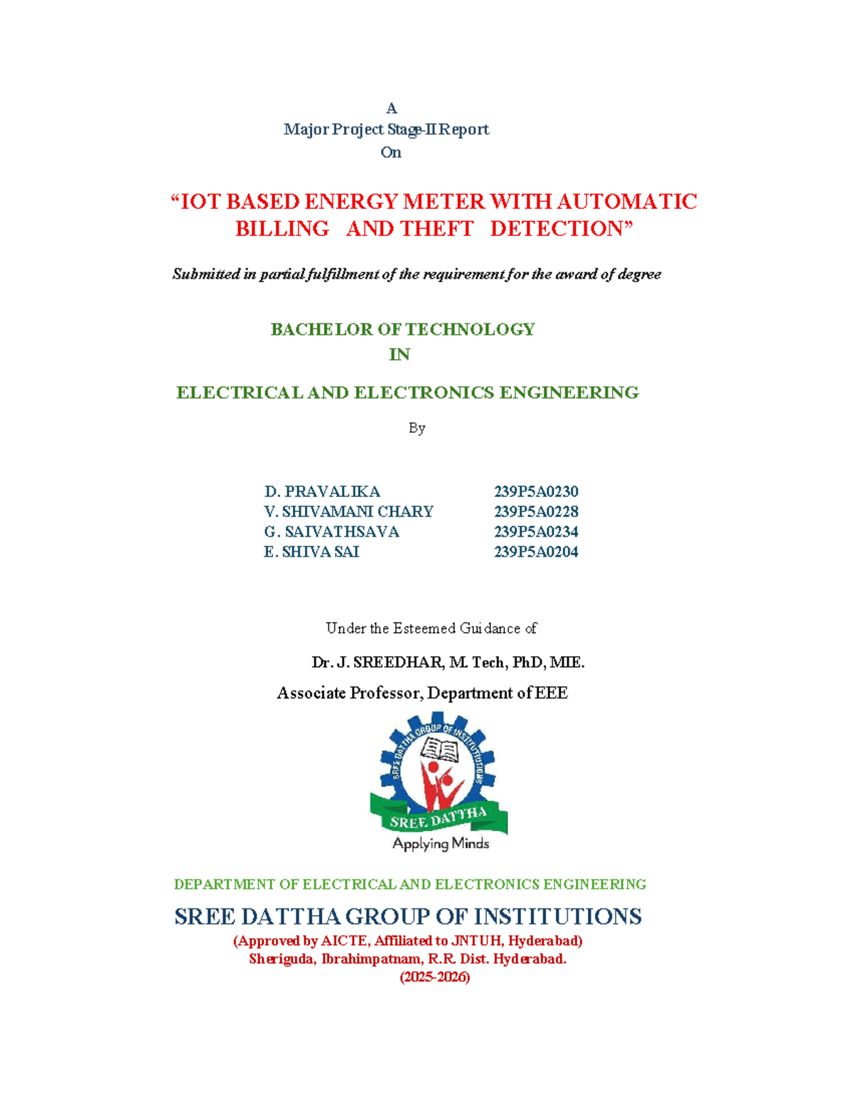 IOT-Based Energy Meter with Automatic Billing & Theft Detection (B.Tech ...