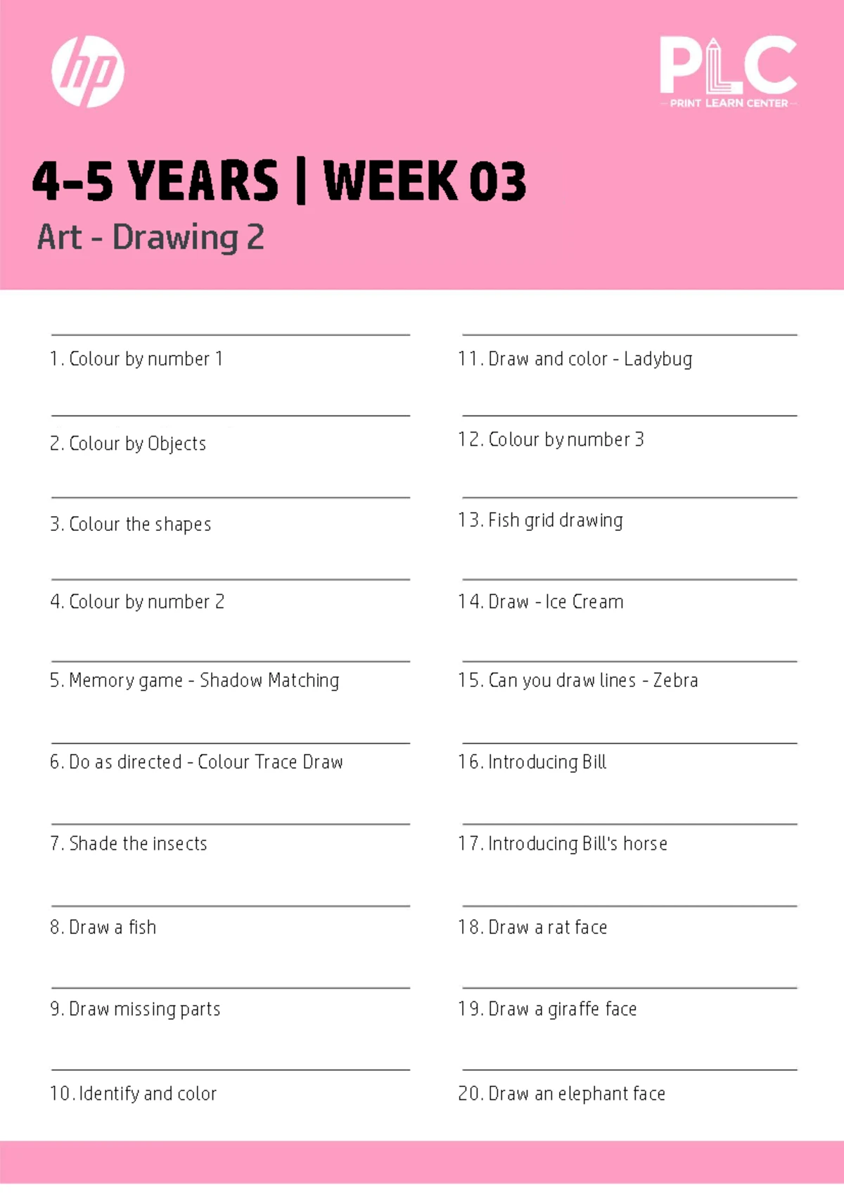 Week 33 Art Drawing 3 Activities and Exercises - Studocu