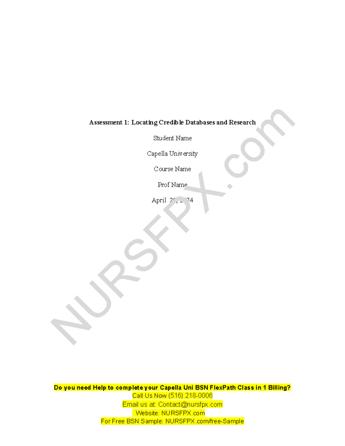 Nurs fpx 4030 assessment 1 locating credible databases and research ...