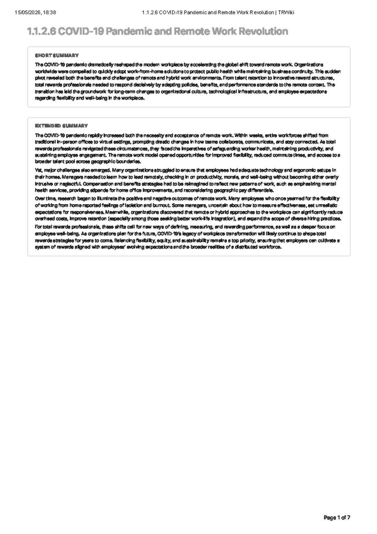 1.1.2.6 Covid-19 Pandemic and the Remote Work Revolution Insights - Studocu