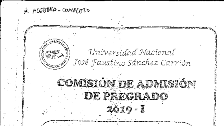 Examen de Admisión Modalidad Ordinaria 2019 - Universidad Nacional José Faustino - Document Preview