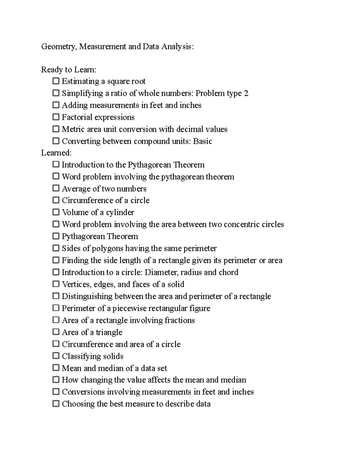 Math 100 Final Exam Study Guide: Geometry and Data Analysis Topics ...