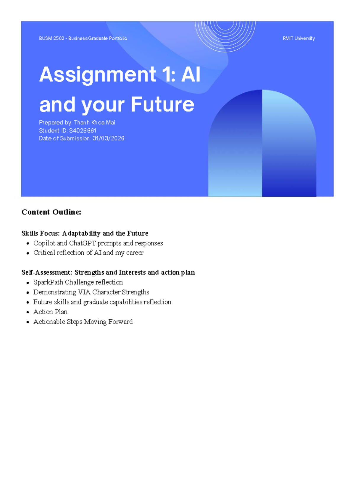 BUSM 2582 Graduate Portfolio Assignment 1: AI's Impact on Career ...