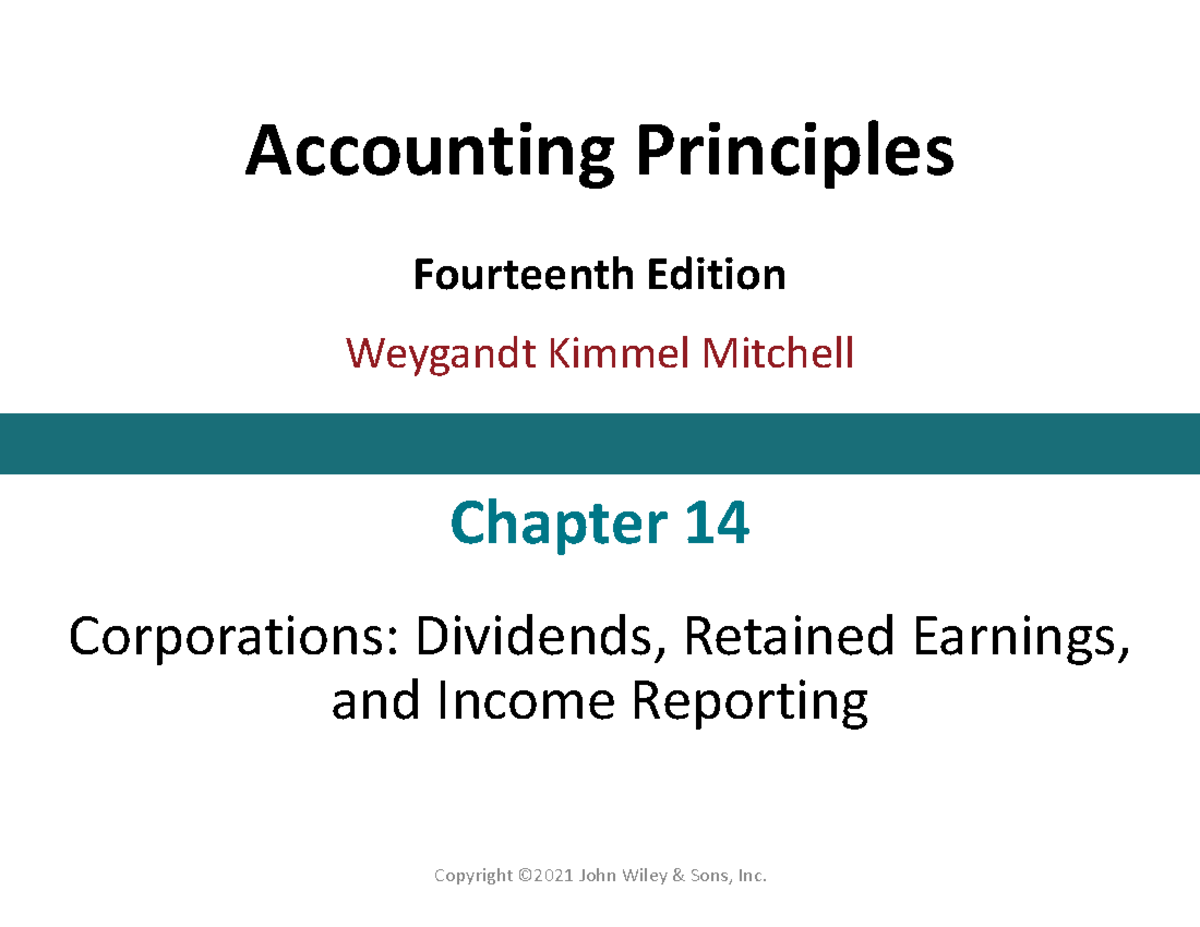 Accounting Principles (ACCT 101) Chapter 14: Corporations - Dividends ...