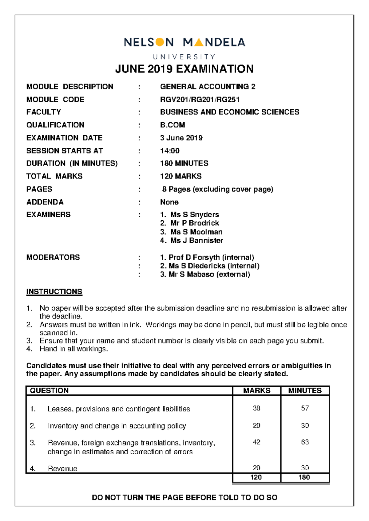 RGV201 General Accounting 2 June 2019 Exam Questions and Answers - Studocu