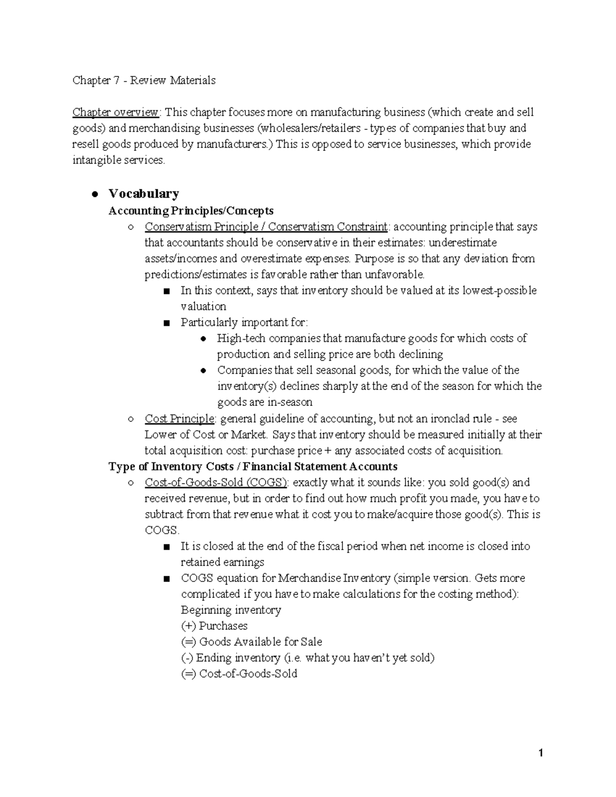 Chapter 7 Summary - Chapter 7 - Review Materials Chapter overview: This ...