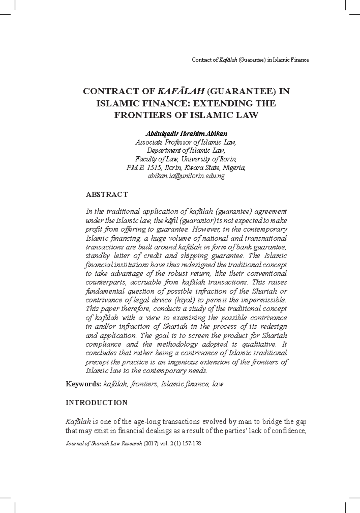 Contract of Kafālah: Analyzing Islamic Finance Guarantees - Studocu