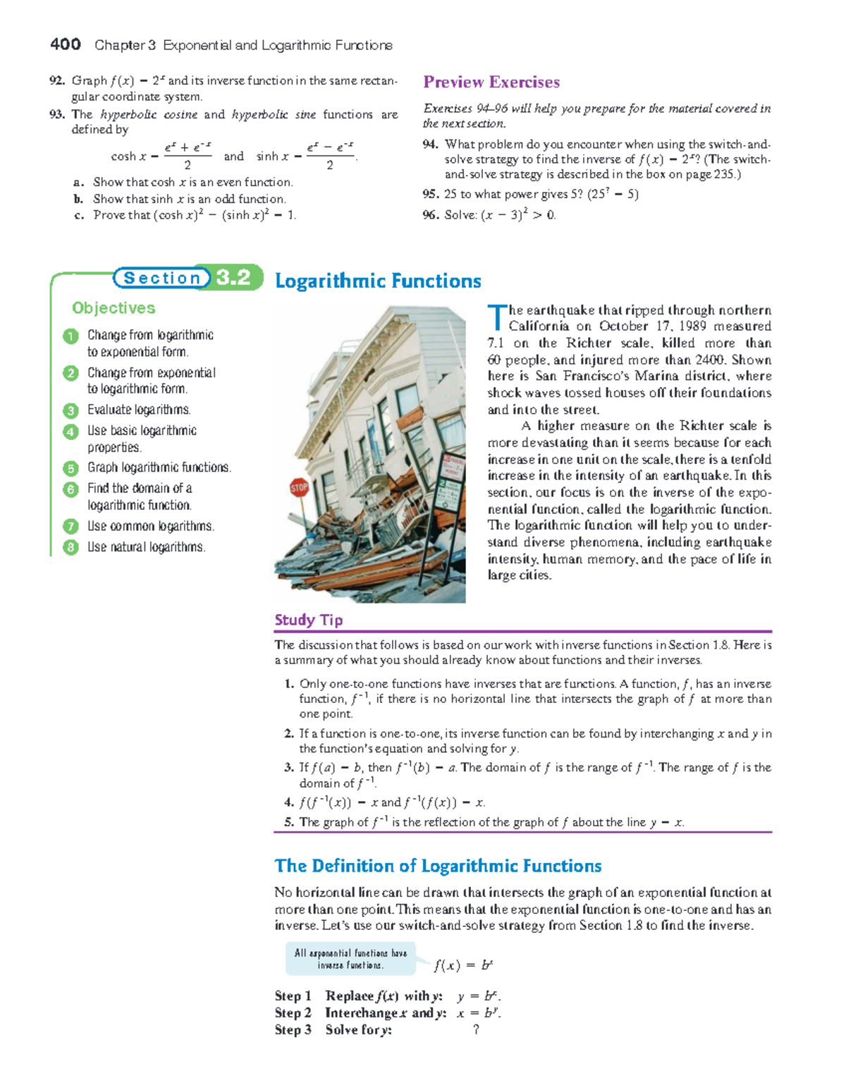 400 MATH 101 Chapter 3: Exponential and Logarithmic Functions Exam Prep ...