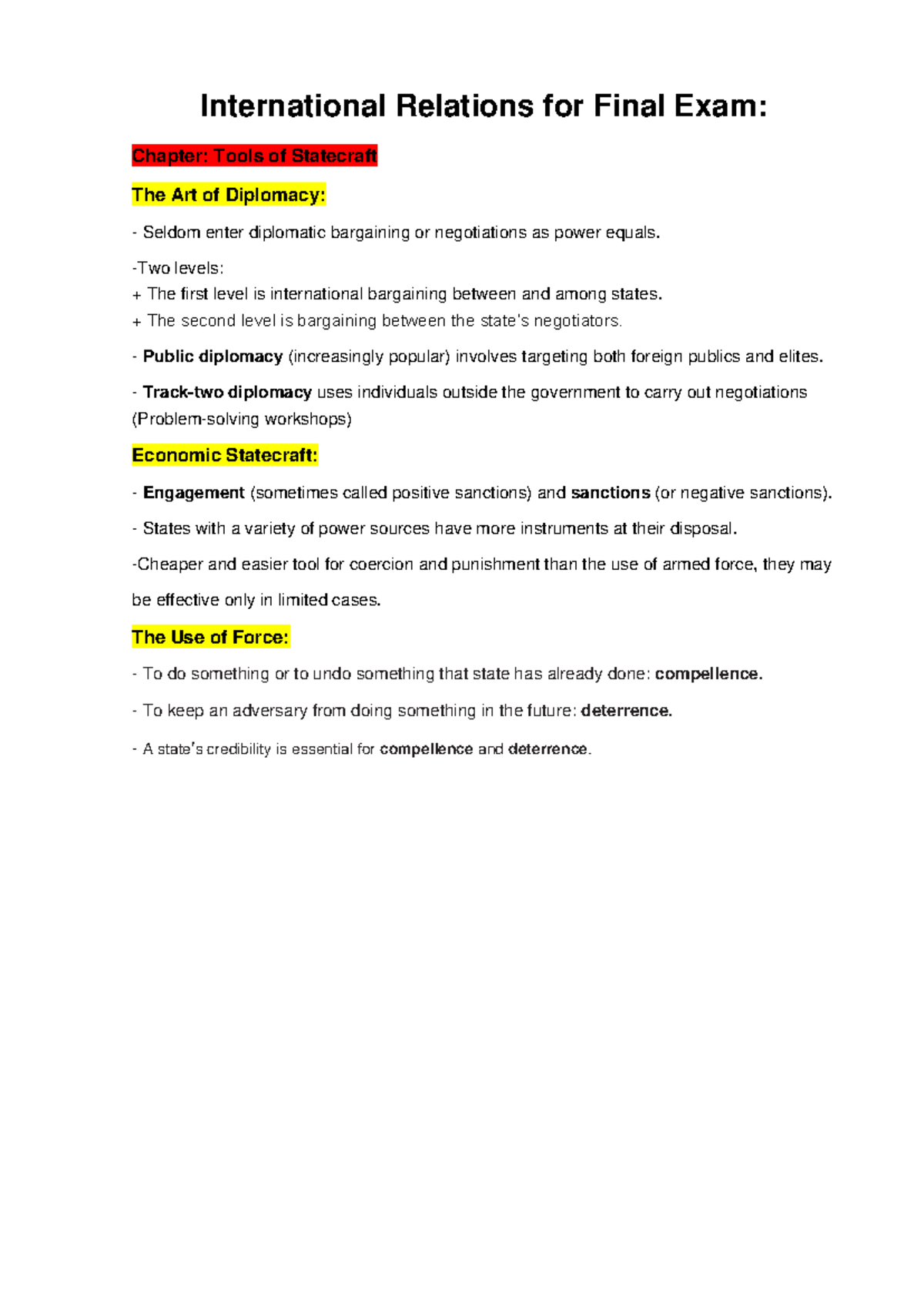 International Relations Final Exam Review: Key Concepts & Theories ...