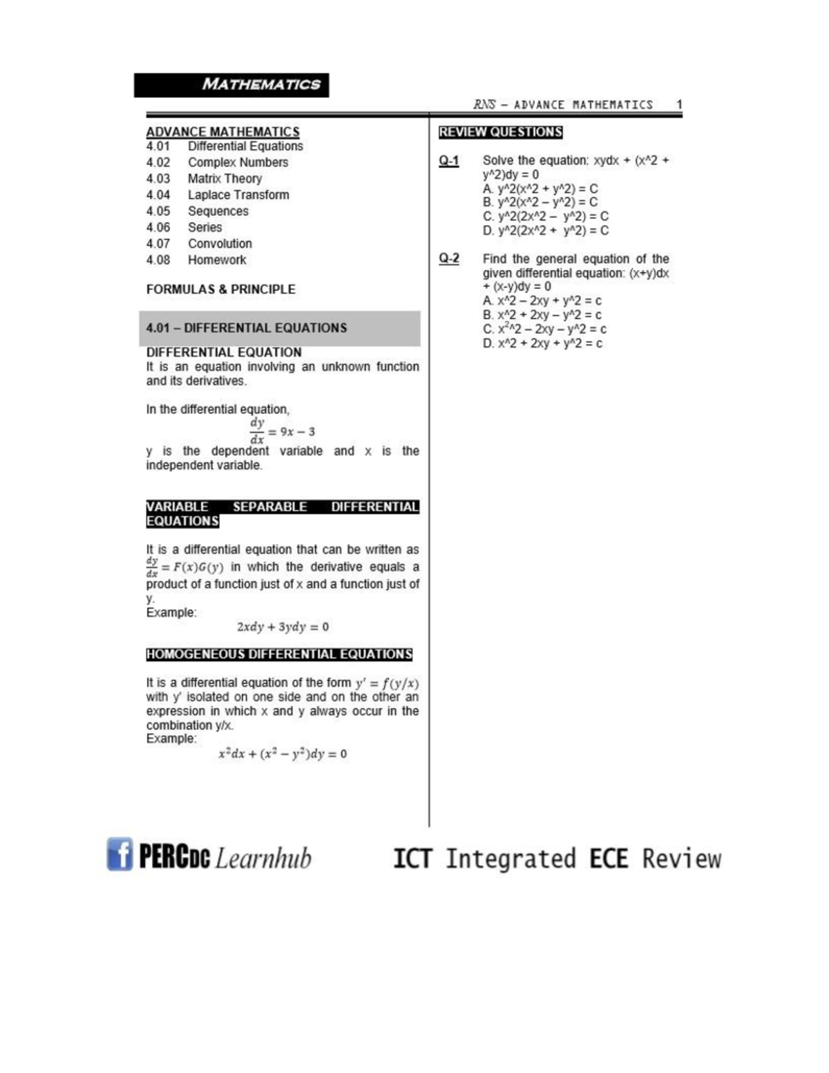 Advance Mathematics P Course Notes and Study Guide - Studocu