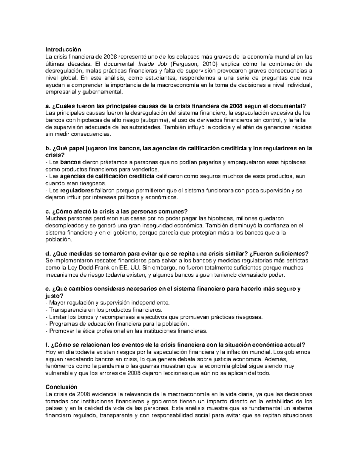Análisis de la Crisis Financiera de 2008: Lecciones y Consecuencias ...