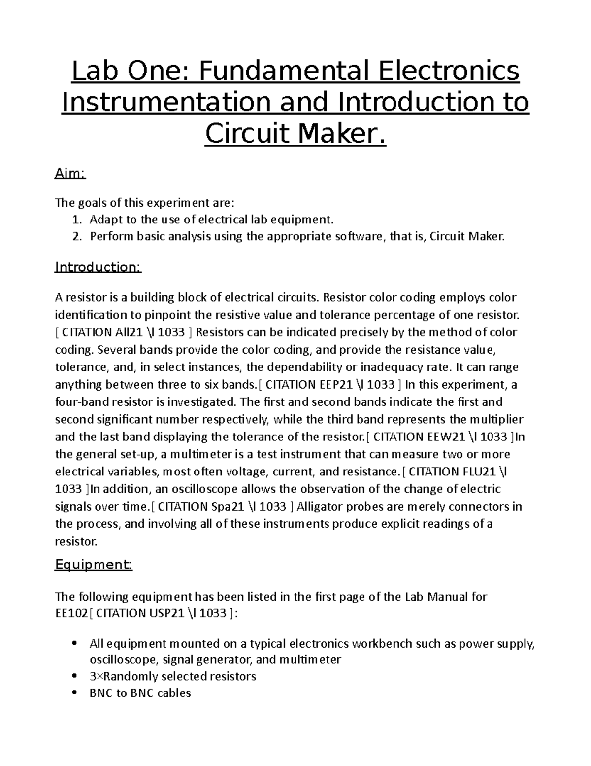 EE102 Lab 1: Fundamental Electronics & Circuit Maker Introduction - Studocu