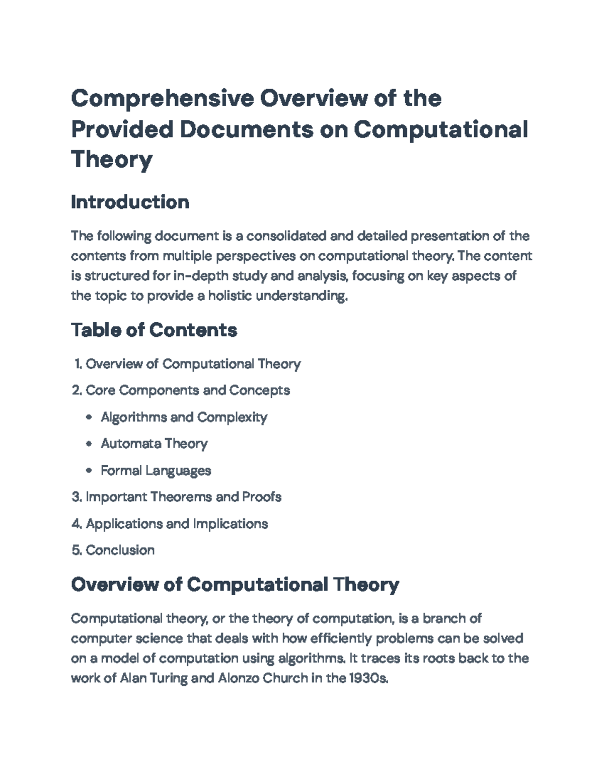Comprehensive Overview of Computational Theory (CS201) - Comprehensive ...