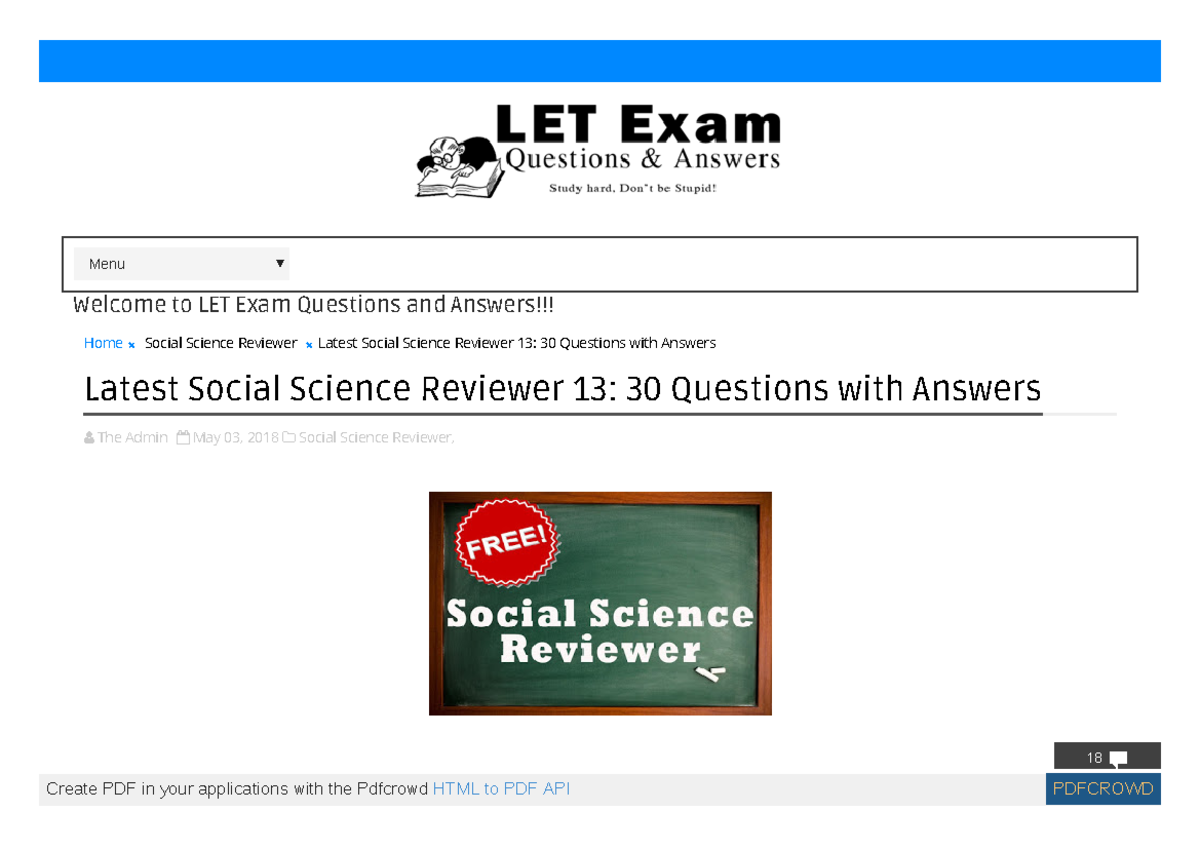 LET Exam Social Science Reviewer 13: 30 Q&A for Success - Studocu